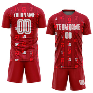 Custom Red White Home Sublimation Soccer Uniform Jersey