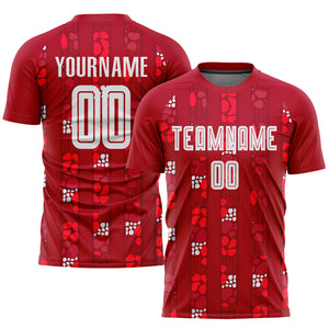 Custom Red White Home Sublimation Soccer Uniform Jersey