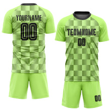 Load image into Gallery viewer, Custom Neon Green Black Third Sublimation Soccer Uniform Jersey
