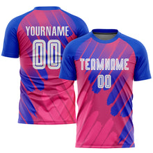 Load image into Gallery viewer, Custom Pink White-Royal Third Sublimation Soccer Uniform Jersey
