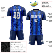 Load image into Gallery viewer, Custom Navy White-Royal Away Sublimation Soccer Uniform Jersey
