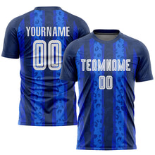 Load image into Gallery viewer, Custom Navy White-Royal Away Sublimation Soccer Uniform Jersey
