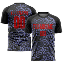 Load image into Gallery viewer, Custom Black Red-Purple Third Sublimation Soccer Uniform Jersey
