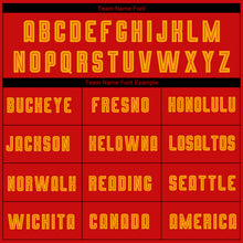 Load image into Gallery viewer, Custom Red Gold-Black Sublimation Fade Fashion Soccer Uniform Jersey
