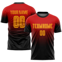 Load image into Gallery viewer, Custom Red Gold-Black Sublimation Fade Fashion Soccer Uniform Jersey
