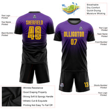 Load image into Gallery viewer, Custom Purple Gold-Black Sublimation Fade Fashion Soccer Uniform Jersey
