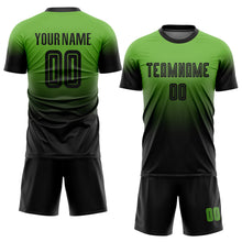 Load image into Gallery viewer, Custom Neon Green Black Sublimation Fade Fashion Soccer Uniform Jersey
