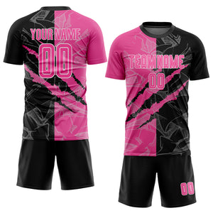 Custom Graffiti Pattern Pink Black-White Sublimation Soccer Uniform Jersey