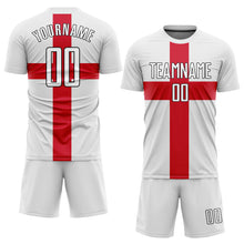 Load image into Gallery viewer, Custom White White Red-Black Sublimation Great Britain Flag Soccer Uniform Jersey
