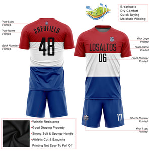 Custom Red Black White-Royal Sublimation Dutch Flag Soccer Uniform Jersey