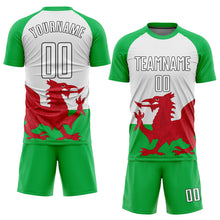 Load image into Gallery viewer, Custom Green White Red-Black Sublimation Welsh Flag Soccer Uniform Jersey
