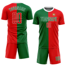 Load image into Gallery viewer, Custom Kelly Green Red-White Sublimation Portuguese Flag Soccer Uniform Jersey
