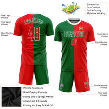 Load image into Gallery viewer, Custom Kelly Green Red-White Sublimation Portuguese Flag Soccer Uniform Jersey
