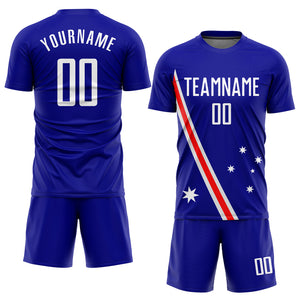 Custom Royal White-Red Sublimation Australian Flag Soccer Uniform Jersey