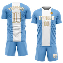 Load image into Gallery viewer, Custom Light Blue White-Old Gold Sublimation Argentinian Flag Soccer Uniform Jersey
