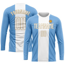 Load image into Gallery viewer, Custom Light Blue White-Old Gold Sublimation Argentinian Flag Soccer Uniform Jersey
