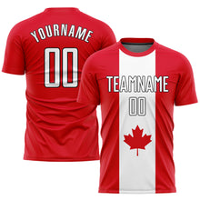 Load image into Gallery viewer, Custom Red White-Black Sublimation Canadian Flag Soccer Uniform Jersey
