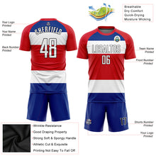 Load image into Gallery viewer, Custom Red White Royal-Black Sublimation Costa Rican Flag Soccer Uniform Jersey
