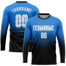 Load image into Gallery viewer, Custom Powder Blue White-Black Sublimation Long Sleeve Fade Fashion Soccer Uniform Jersey
