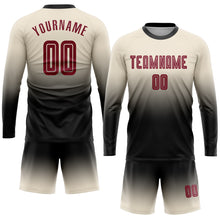 Load image into Gallery viewer, Custom Cream Crimson-Black Sublimation Long Sleeve Fade Fashion Soccer Uniform Jersey
