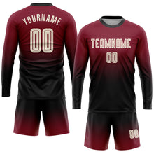 Load image into Gallery viewer, Custom Crimson Cream-Black Sublimation Long Sleeve Fade Fashion Soccer Uniform Jersey

