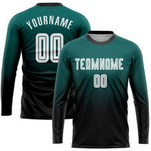 Load image into Gallery viewer, Custom Midnight Green White-Black Sublimation Long Sleeve Fade Fashion Soccer Uniform Jersey
