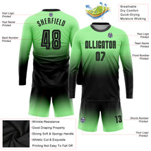 Load image into Gallery viewer, Custom Pea Green Black Sublimation Long Sleeve Fade Fashion Soccer Uniform Jersey
