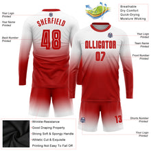 Load image into Gallery viewer, Custom White Red Sublimation Long Sleeve Fade Fashion Soccer Uniform Jersey
