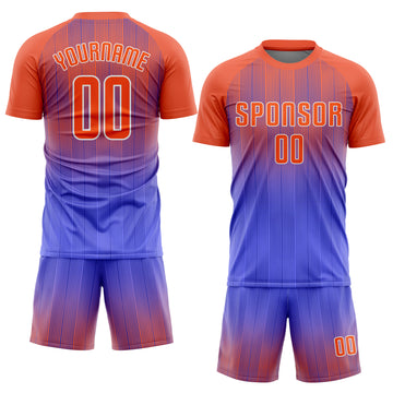 Custom Purple Orange-White Sublimation Soccer Uniform Jersey