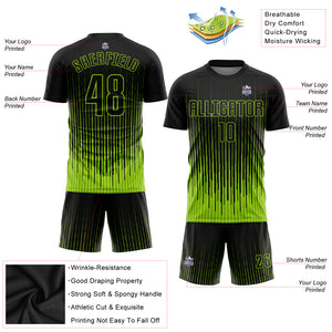 Custom Neon Green Black Sublimation Soccer Uniform Jersey