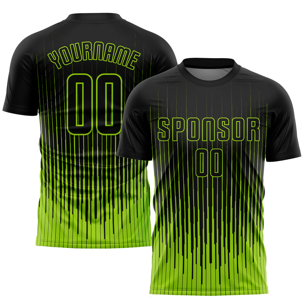 Custom Neon Green Black Sublimation Soccer Uniform Jersey