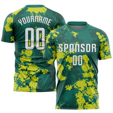 Load image into Gallery viewer, Custom Kelly Green White-Neon Green Sublimation Soccer Uniform Jersey
