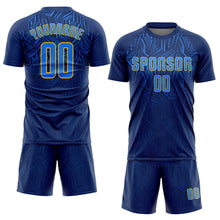 Load image into Gallery viewer, Custom Navy Royal-Gold Sublimation Soccer Uniform Jersey
