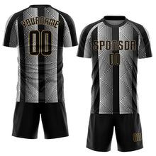 Load image into Gallery viewer, Custom Black Black-Old Gold Sublimation Soccer Uniform Jersey

