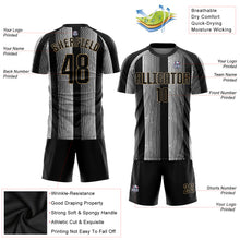 Load image into Gallery viewer, Custom Black Black-Old Gold Sublimation Soccer Uniform Jersey
