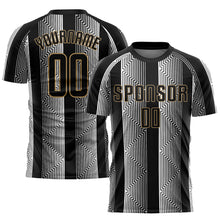 Load image into Gallery viewer, Custom Black Black-Old Gold Sublimation Soccer Uniform Jersey
