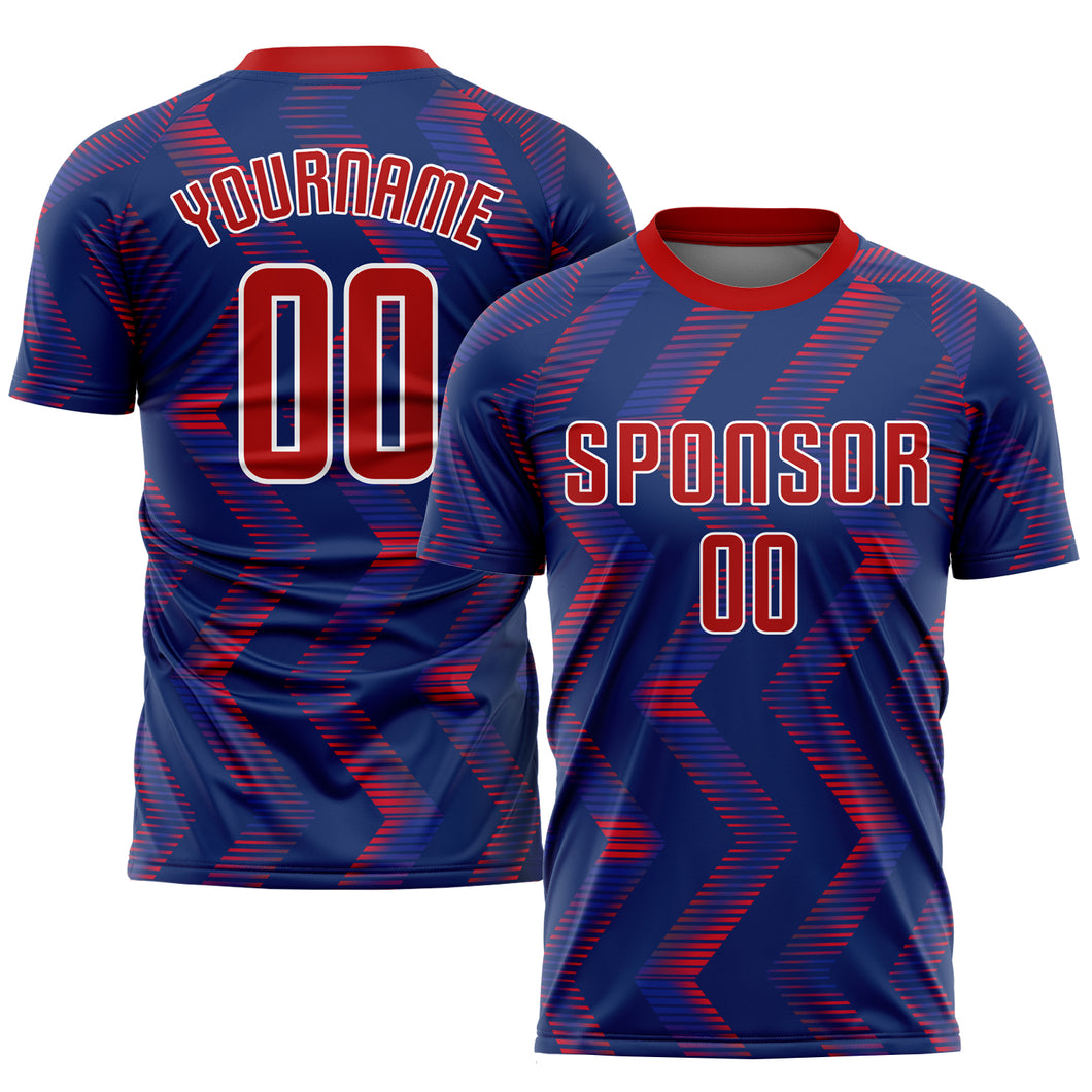 Custom Navy Red-White Sublimation Soccer Uniform Jersey