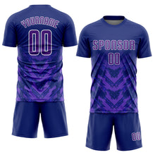 Load image into Gallery viewer, Custom Navy Purple-White Sublimation Soccer Uniform Jersey
