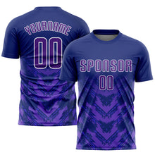 Load image into Gallery viewer, Custom Navy Purple-White Sublimation Soccer Uniform Jersey
