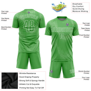 Custom Neon Green Neon Green-White Sublimation Soccer Uniform Jersey