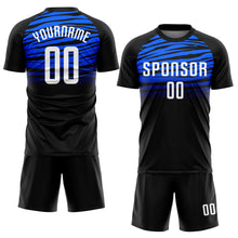 Load image into Gallery viewer, Custom Black White-Royal Sublimation Soccer Uniform Jersey
