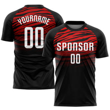 Load image into Gallery viewer, Custom Black White-Red Sublimation Soccer Uniform Jersey
