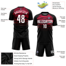Load image into Gallery viewer, Custom Black White-Red Sublimation Soccer Uniform Jersey
