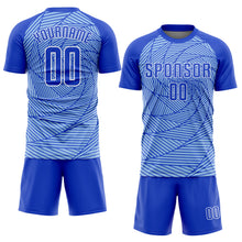 Load image into Gallery viewer, Custom Light Blue Royal-White Sublimation Soccer Uniform Jersey
