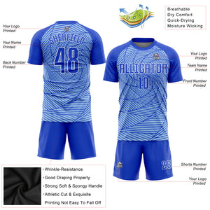 Custom Light Blue Royal-White Sublimation Soccer Uniform Jersey