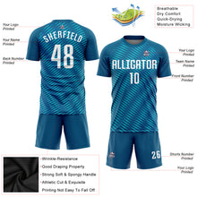 Load image into Gallery viewer, Custom Teal White Sublimation Soccer Uniform Jersey
