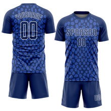 Load image into Gallery viewer, Custom Royal Navy White Sublimation Soccer Uniform Jersey
