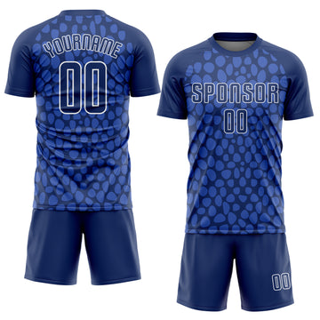 Custom Royal Navy White Sublimation Soccer Uniform Jersey