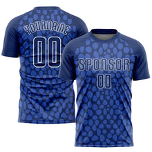 Load image into Gallery viewer, Custom Royal Navy White Sublimation Soccer Uniform Jersey
