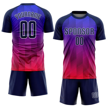 Custom Royal Navy-Hot Pink Sublimation Soccer Uniform Jersey